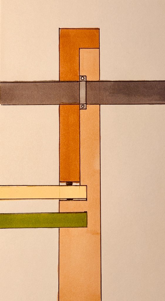 Schnittzeichnung der Seite des Tischkickers Schnittzeichnung der Seite des Tischkickers